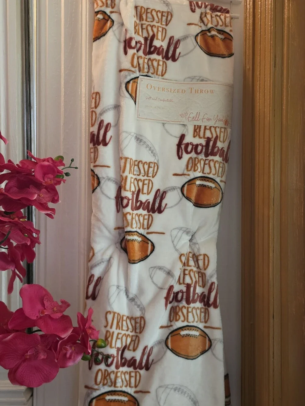 Fall For You Football Velvet Soft Plush Oversized Throw Blanket